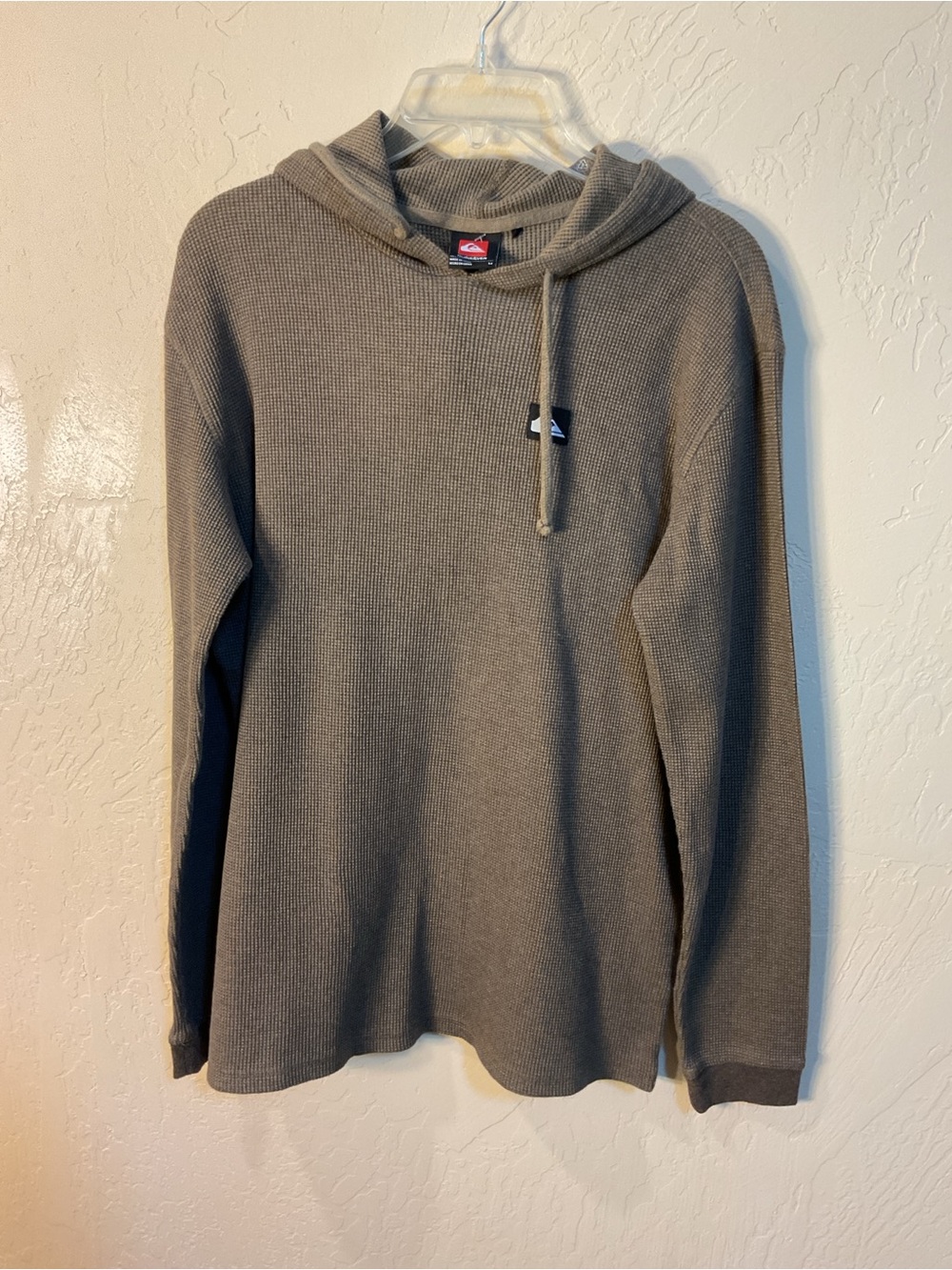 Quiksilver Men's Hooded Waffle Knit Sweater - Taupe Brown medium